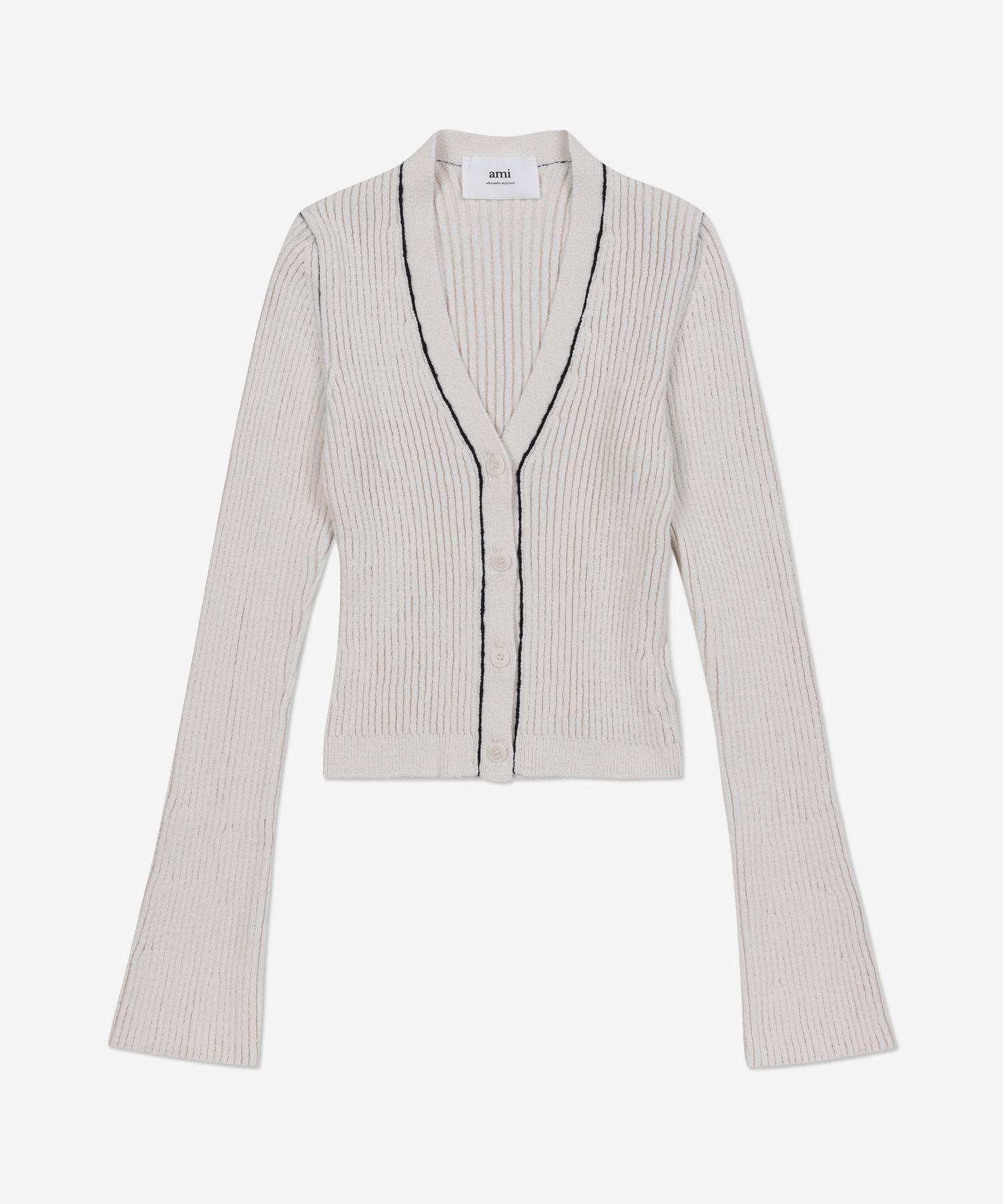 ★AMI PARIS★ Crop rib cardigan natural FKC012KN0007168 MUSINSA | AMI Crop rib cardigan - Natural / FKC012KN0007168