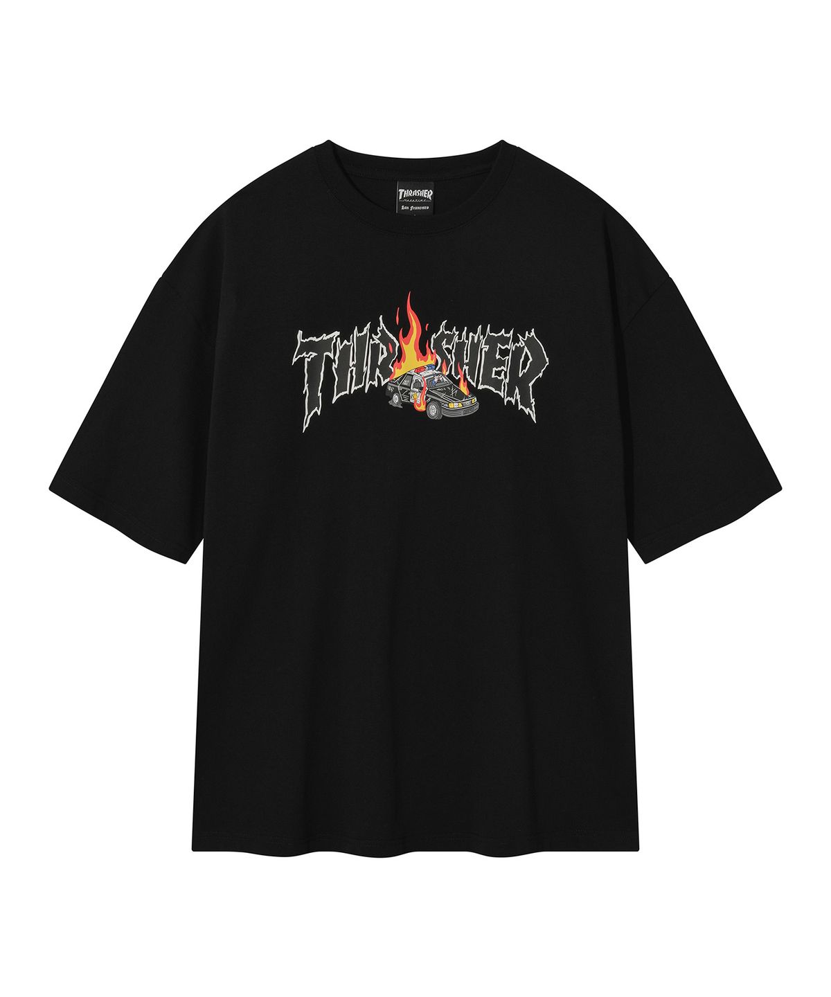 트레셔(THRASHER) 버닝카 반팔 티셔츠 블랙