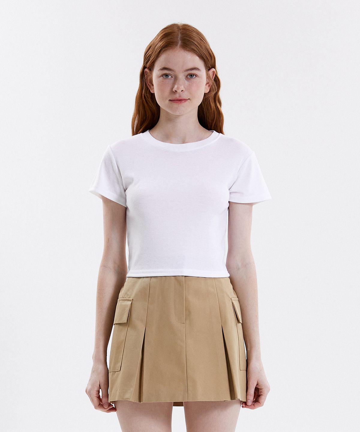 핑크파인애플(PINK PINEAPPLE) BASE CROPPED T.SHIRT_WHITE
