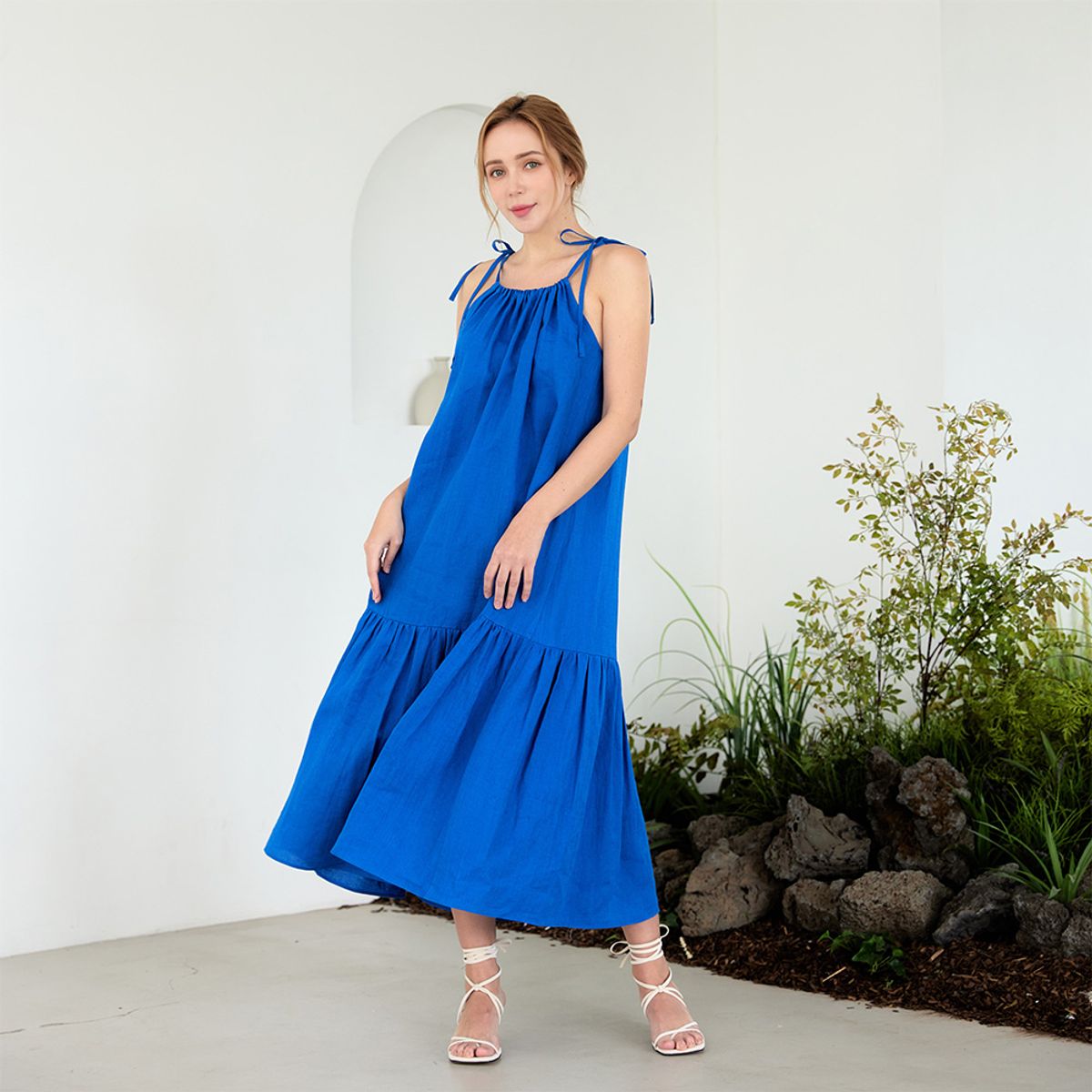 벨르마(BELLEMA) linen halter neck frill dress