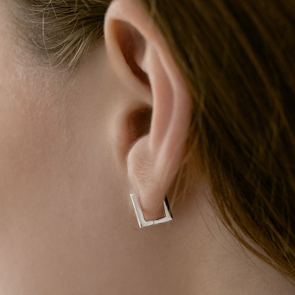イヤリング TATIANA Silver 925 Basic Square Hoop Earrings EC3004 MUSINSA | TATIANA (Silver 925) Basic square hoop earrings EC3004
