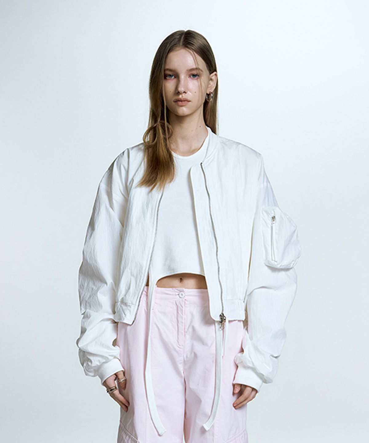 슬로우가먼츠(SLLOW GARMENTS) ZIPPER POCKET BOMBER JACKET