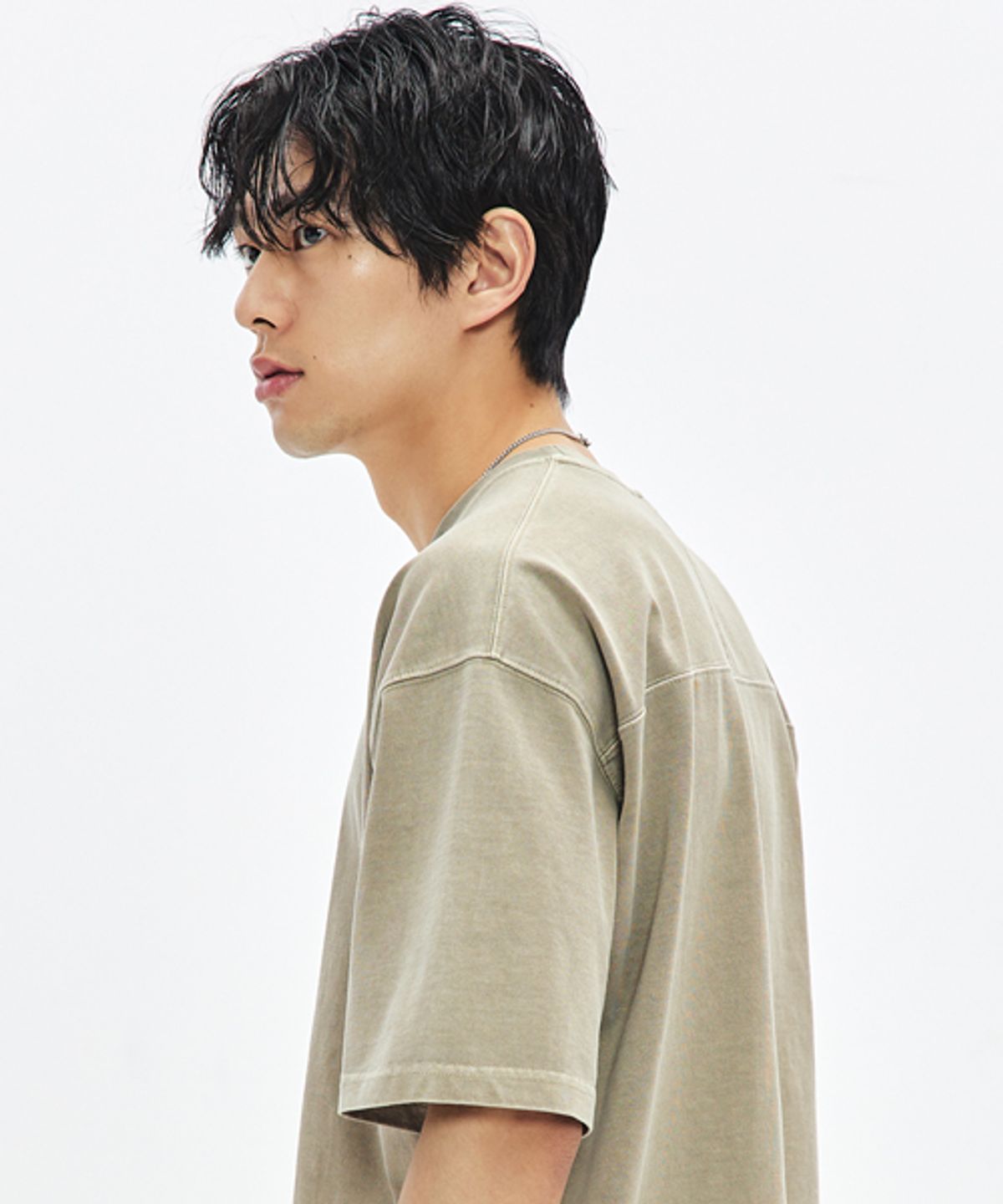소버먼트(SOVERMENT) 460G 컷 헤비 피그먼트 티셔츠-올리브 카키-