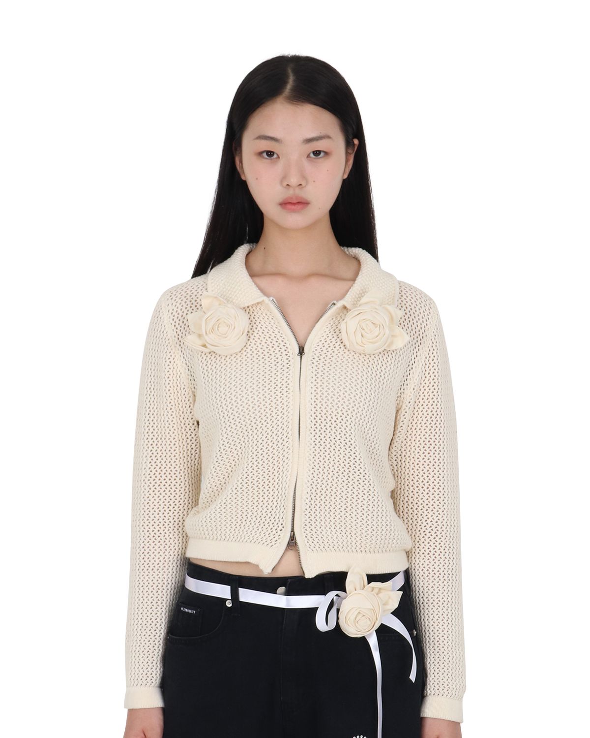 플리즈프로젝트(PLZPROJECT) CORSAGE NET ZIP-UP KNIT