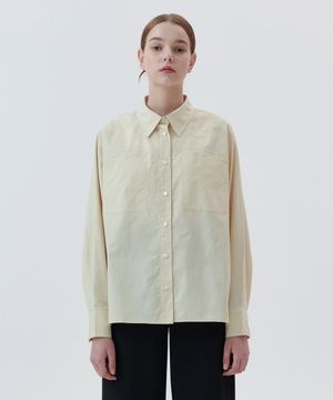 스탠 칼라 더블포켓 코튼 셔츠 [레몬]