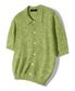 워셔블 부클 카라 반팔 니트 (MELANGE GREEN)