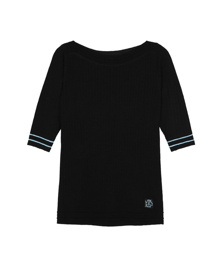 데일리 쇼트-슬리브 니트 탑 MBCSTO019BK