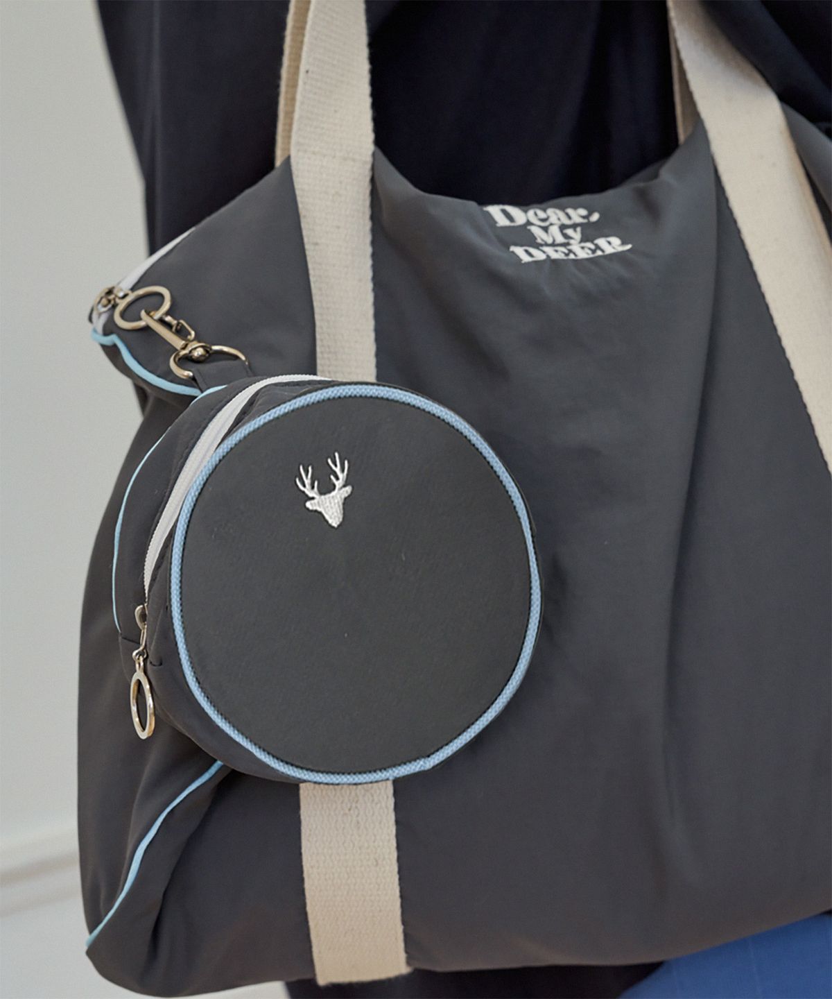 디어마이디어(DEARMYDEER) Mini round pouch_ Grey