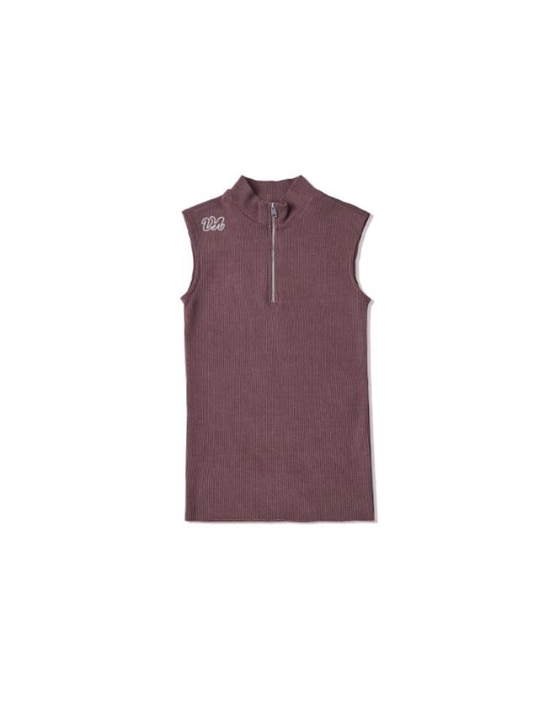 HALF ZIP-UP SLEEVELESS_RED