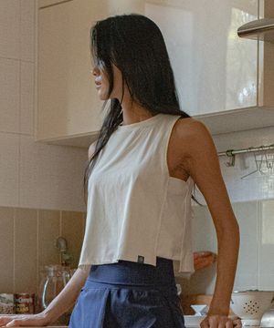 여성요가복 피스 크롭 슬리브리스 4TT3425