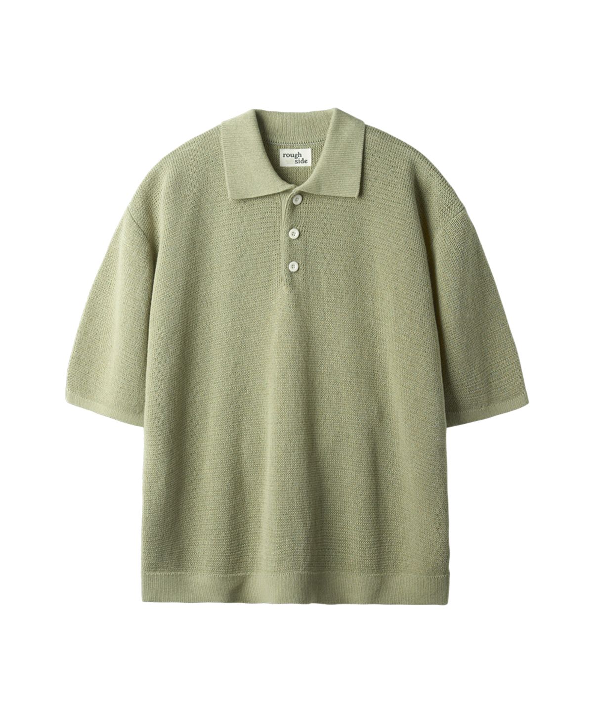 러프사이드(ROUGHSIDE) Collar Half Knit Light Olive