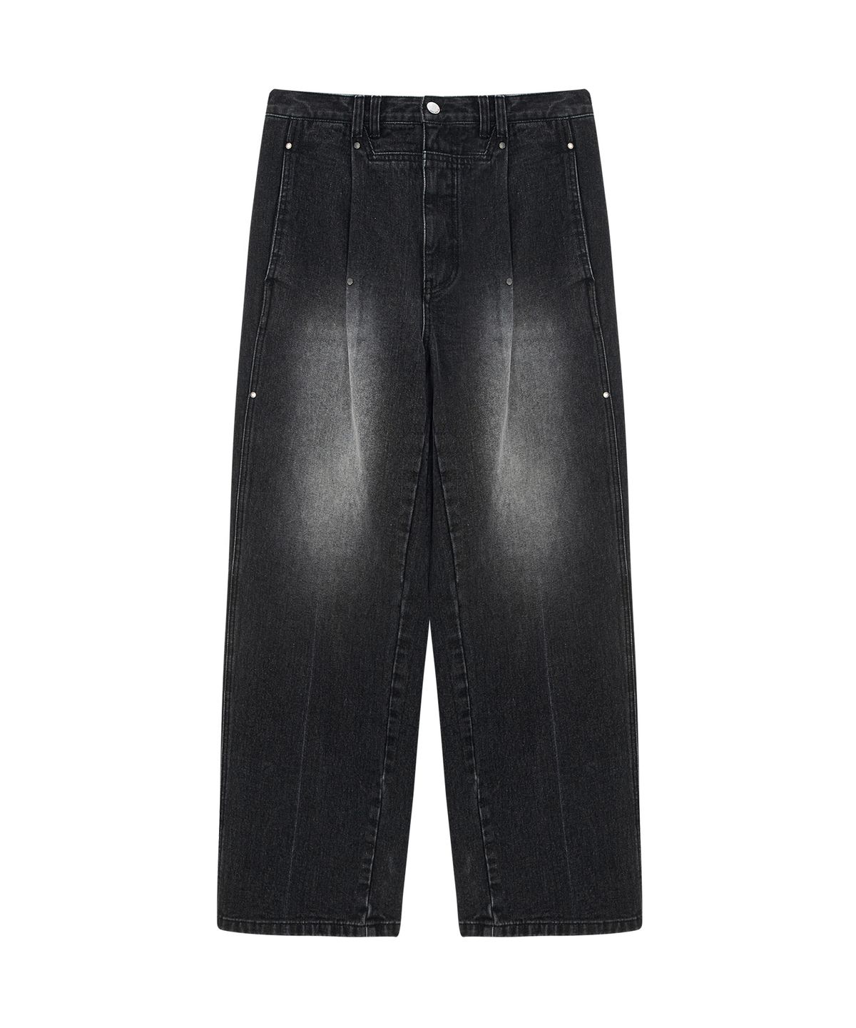언지미크(UNGIMMICK) ONE TUCK RIVET WIDE DENIM PANTS (CHARCOAL)