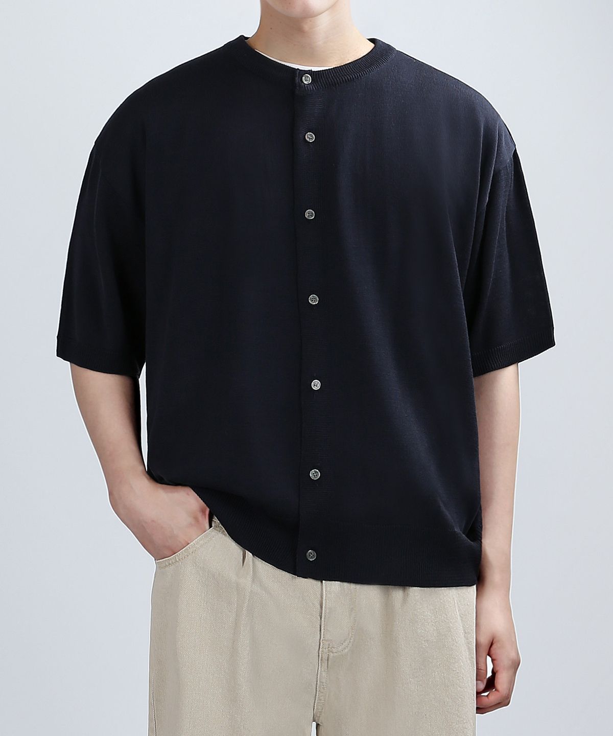 베리베인(VERYVAIN) ROUND BREEZE HALF CARDIGAN (NAVY)