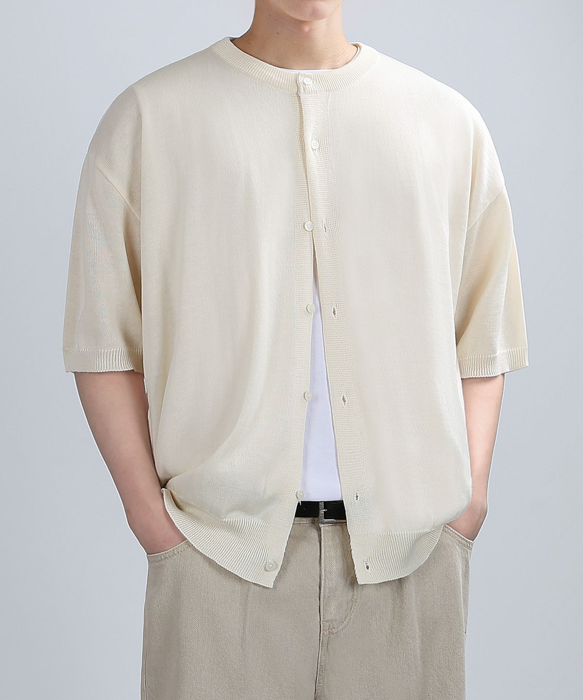 베리베인(VERYVAIN) ROUND BREEZE HALF CARDIGAN (CREAM)