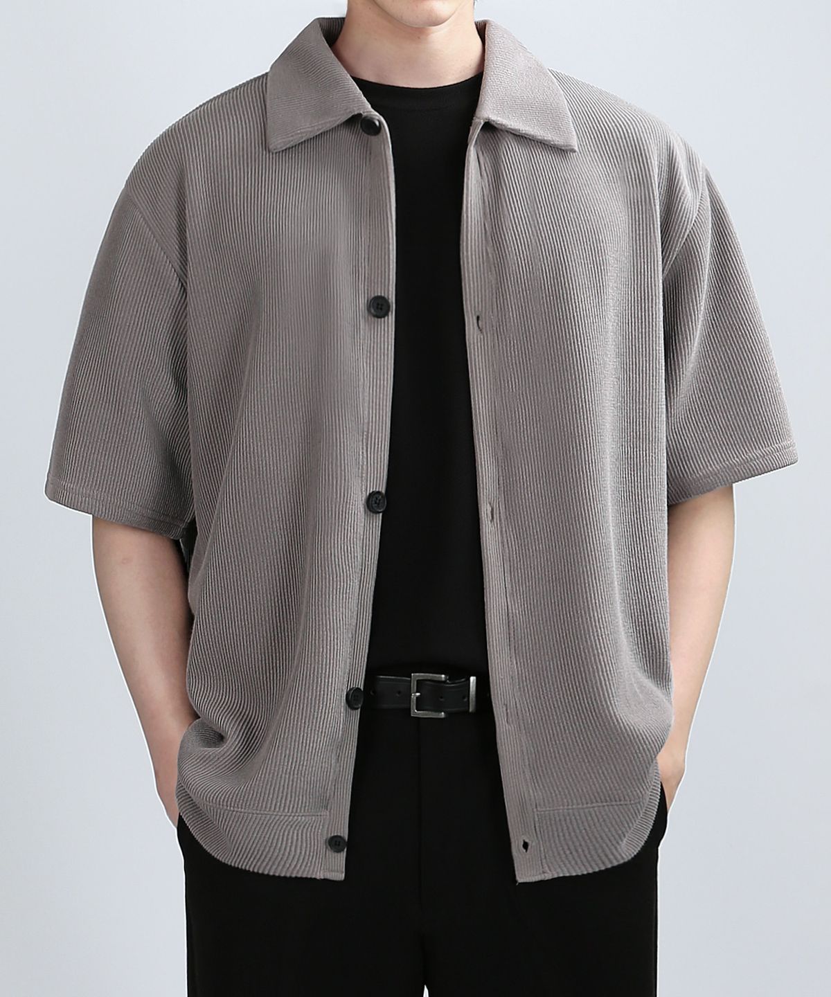 베리베인(VERYVAIN) GAFF COLLAR HALF CARDIGAN (MUD BEIGE)