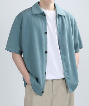 GAFF COLLAR HALF CARDIGAN (CYAN BLUE)
