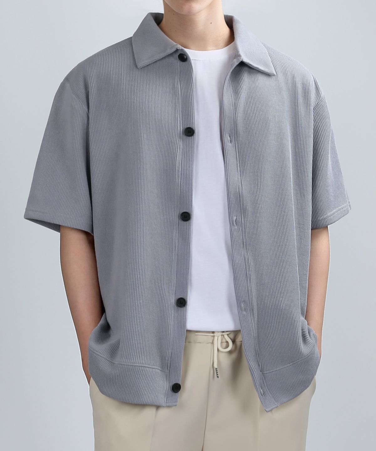 베리베인(VERYVAIN) GAFF COLLAR HALF CARDIGAN (GRAY)