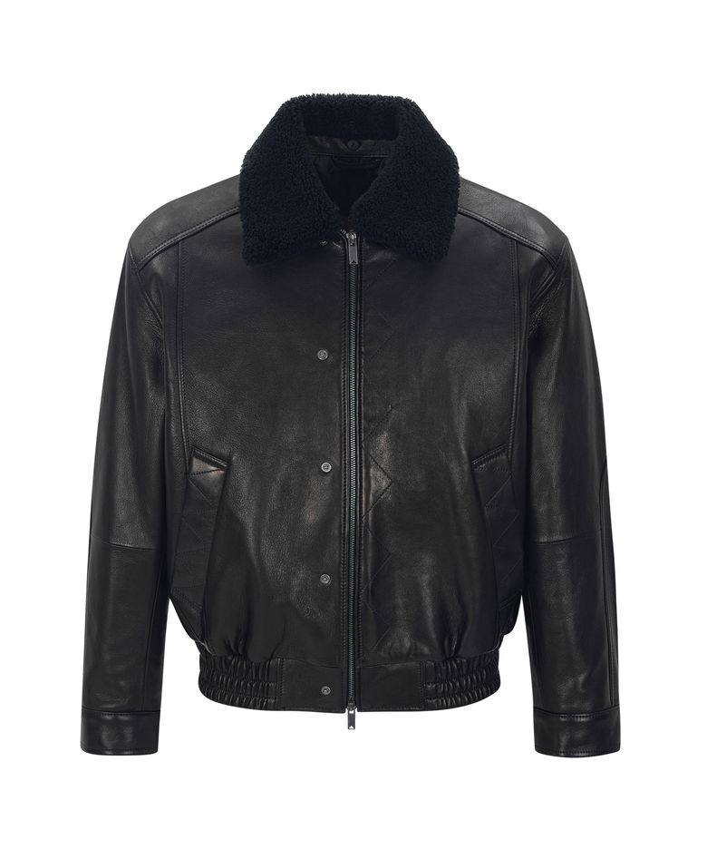NAPPA LEATHER BOMBER JACKET (BLACK / LAMBSKIN)