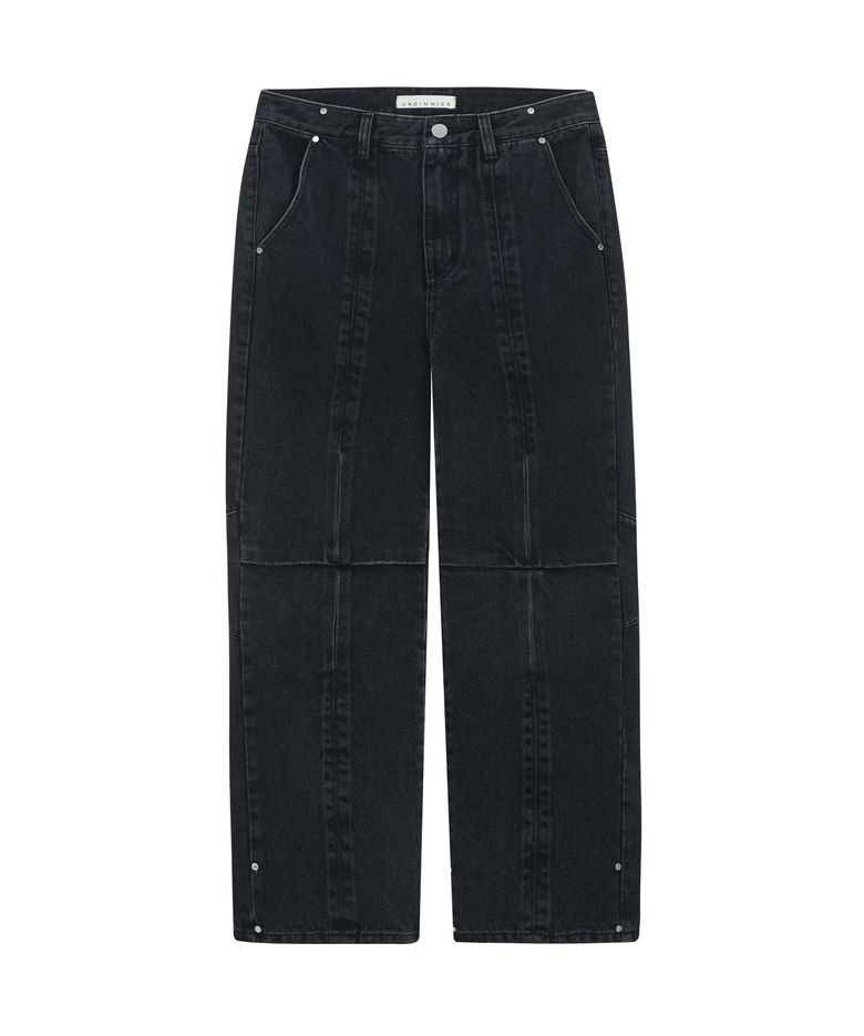 FLOWER WORK DENIM PANTS (BLACK)