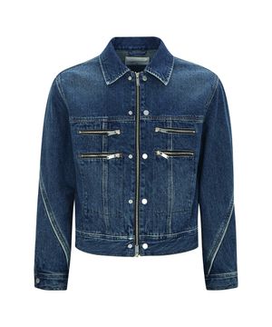 BIKER DENIM JACKET (DEEP BLUE)