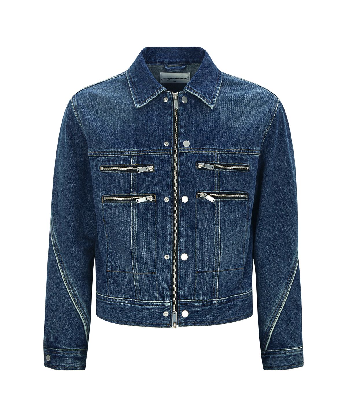 언지미크(UNGIMMICK) BIKER DENIM JACKET (DEEP BLUE)
