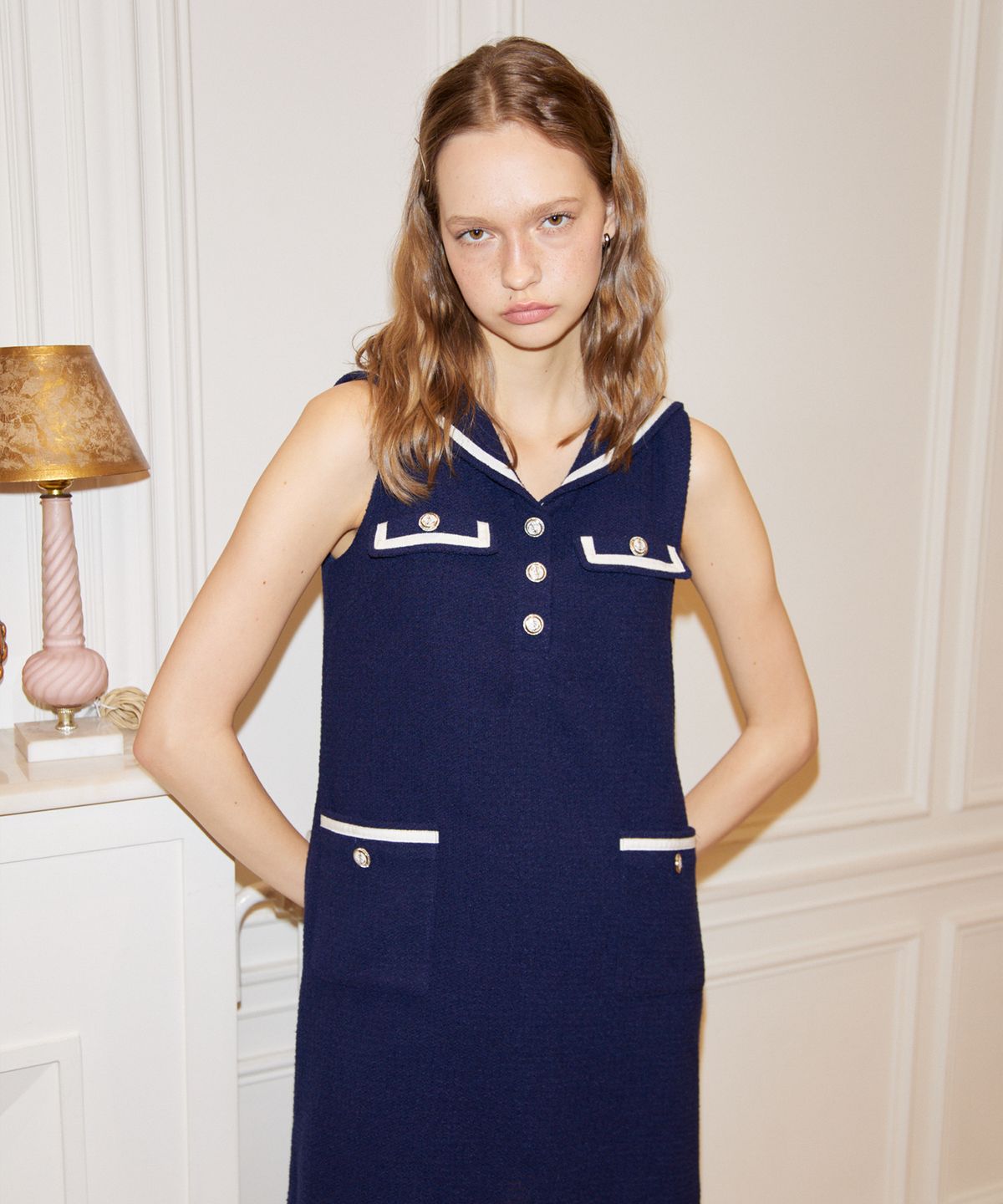 살롱 드 욘(SALON DE YOHN) Classic Sailor Dress_ Navy