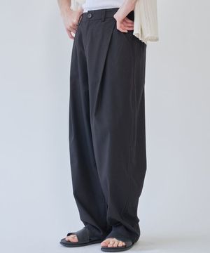 쿨써머 린넨 원턱 와이드 팬츠 블랙