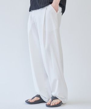 쿨써머 린넨 원턱 와이드 팬츠 아이보리