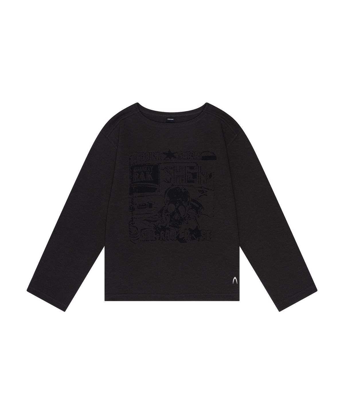 아캄(AAKAM) Printed Long Sleeve Top (Dark Gray)