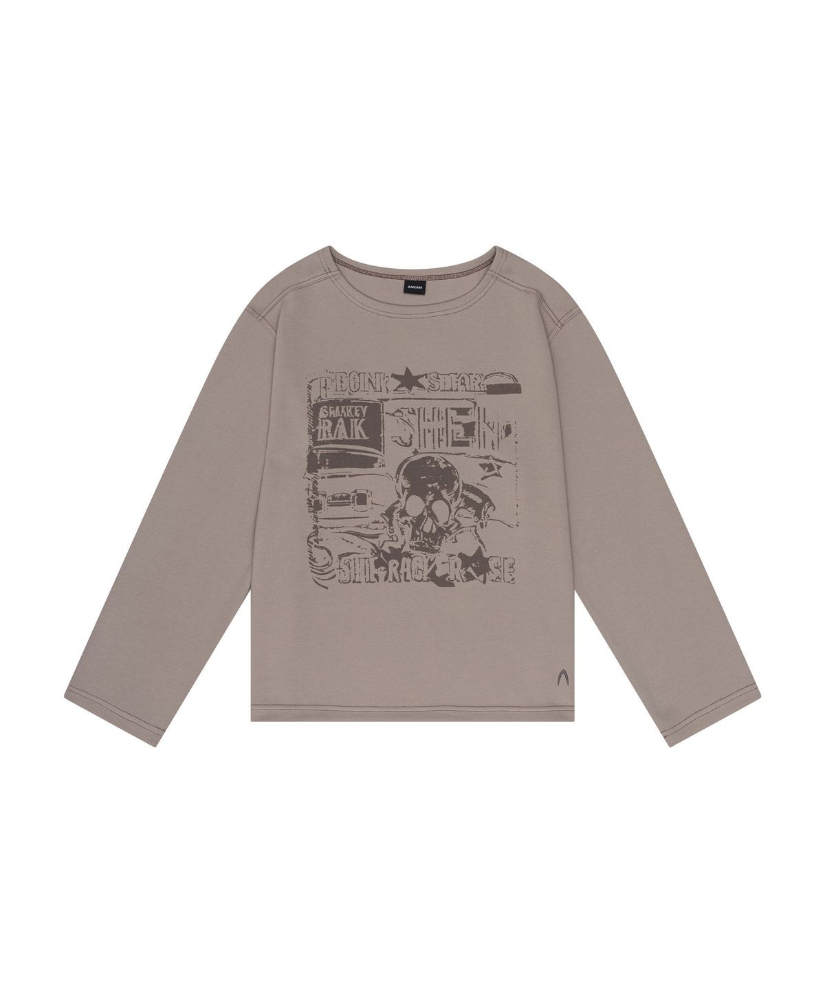 아캄(AAKAM) Printed Long Sleeve Top (Beige)