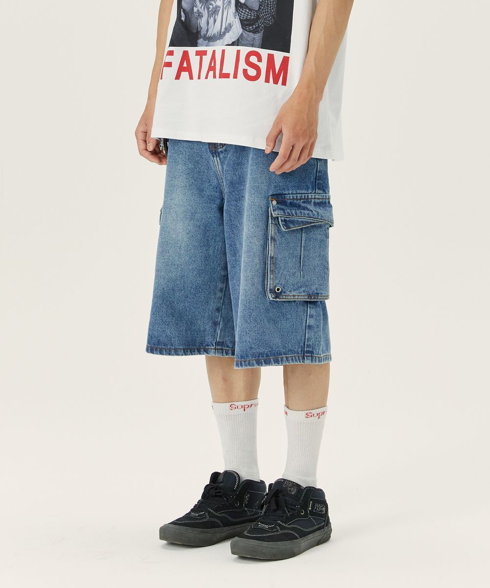 #0355 Half cargo pants blue
