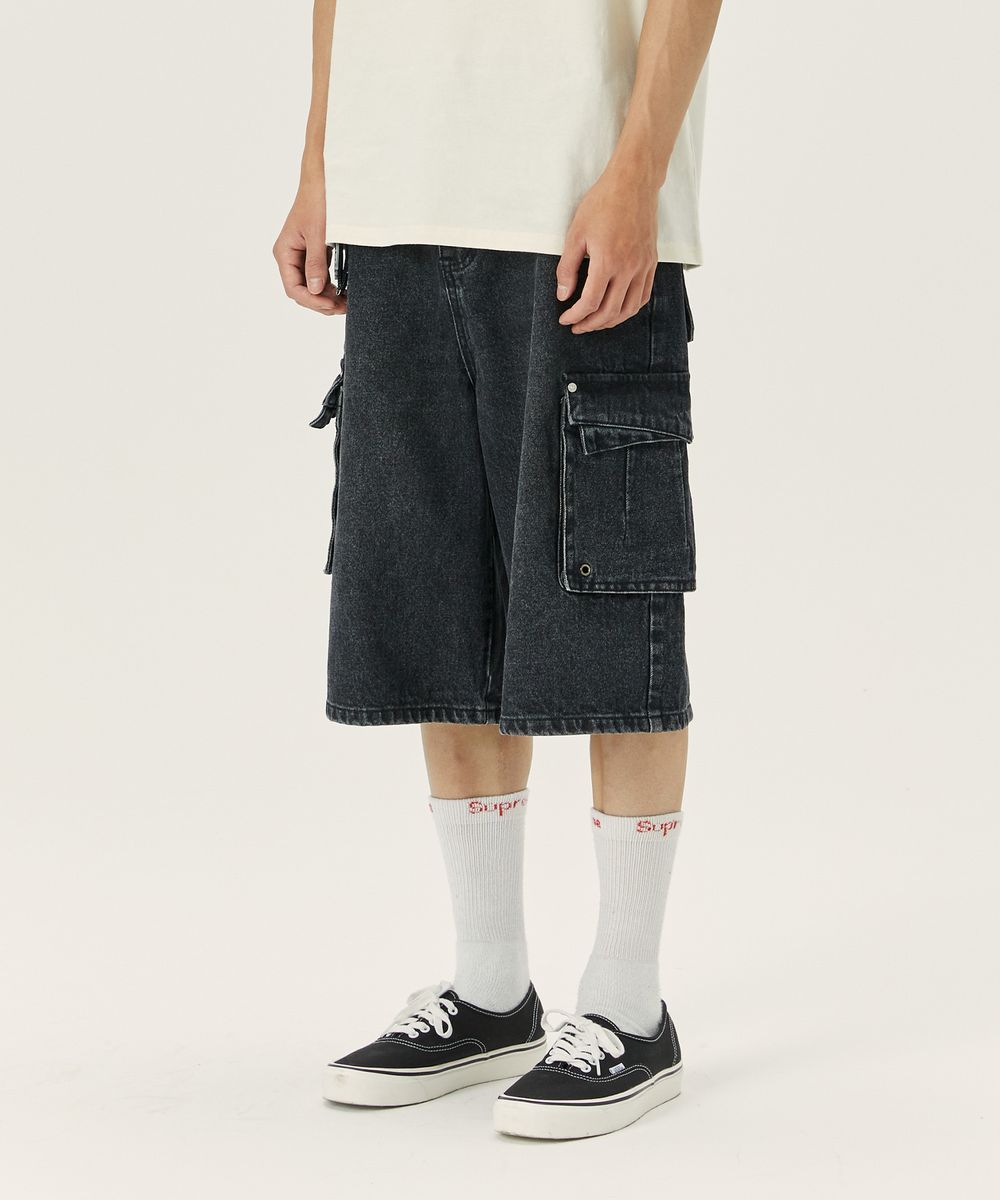#0356 Half cargo pants black