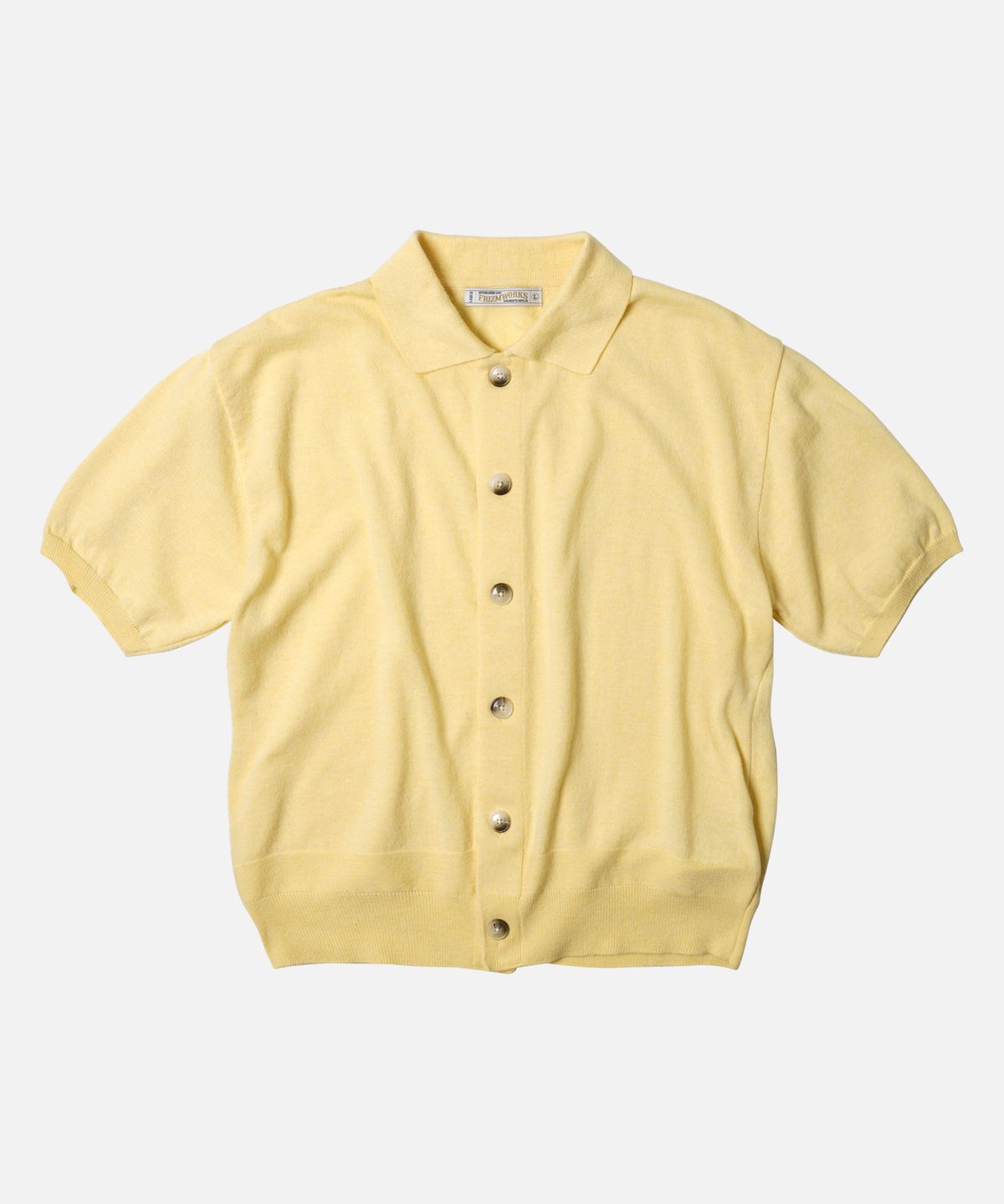 프리즘웍스(FRIZMWORKS) AIRLY HALF KNIT CARDIGAN _ LEMON