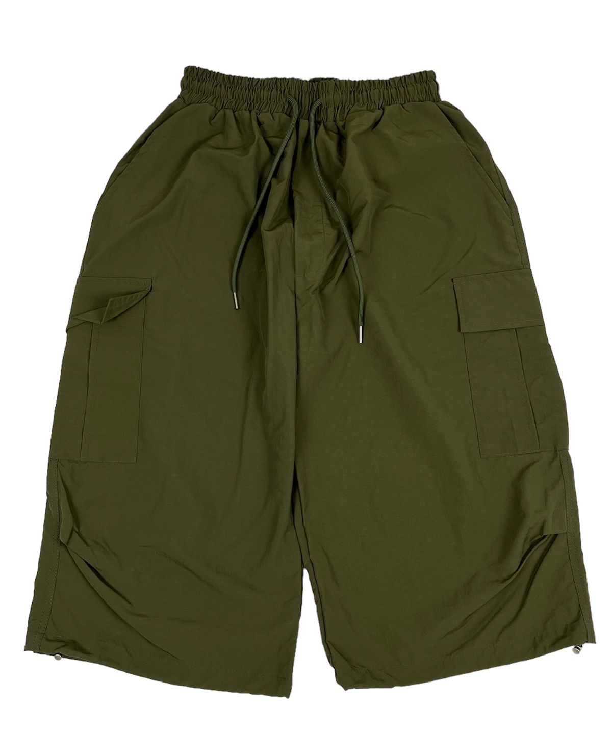 스케이터락(SK8ER ROCK) Nylon Cargo Wide Long Half Pants Khaki