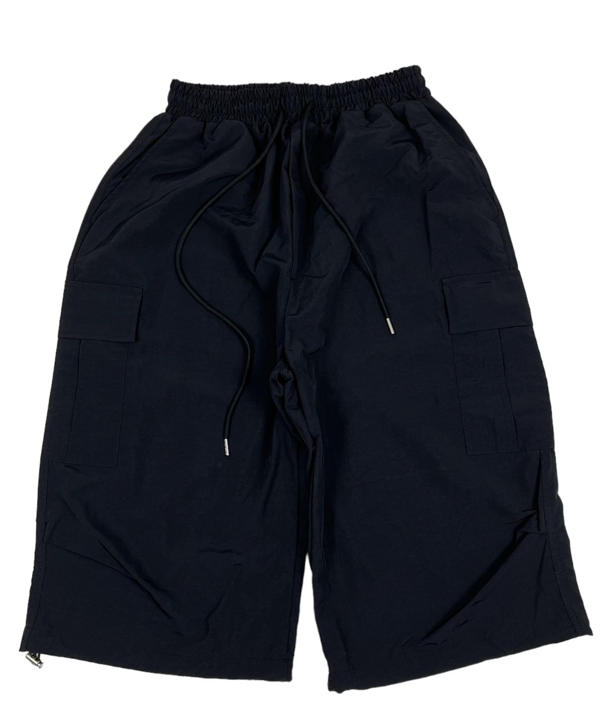 스케이터락(SK8ER ROCK) Nylon Cargo Wide Long Half Pants black