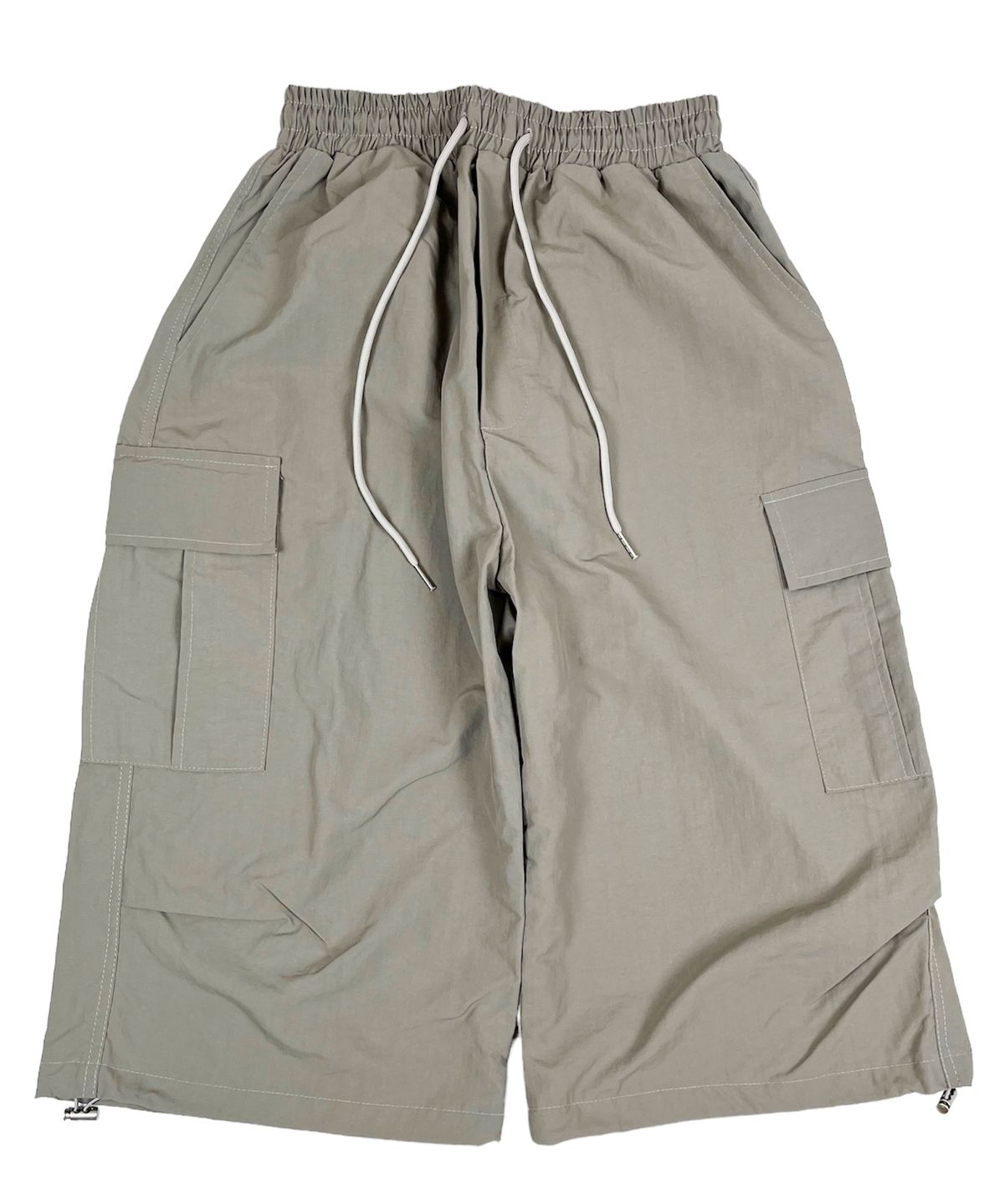 스케이터락(SK8ER ROCK) Nylon Cargo Wide Long Half Pants Beige
