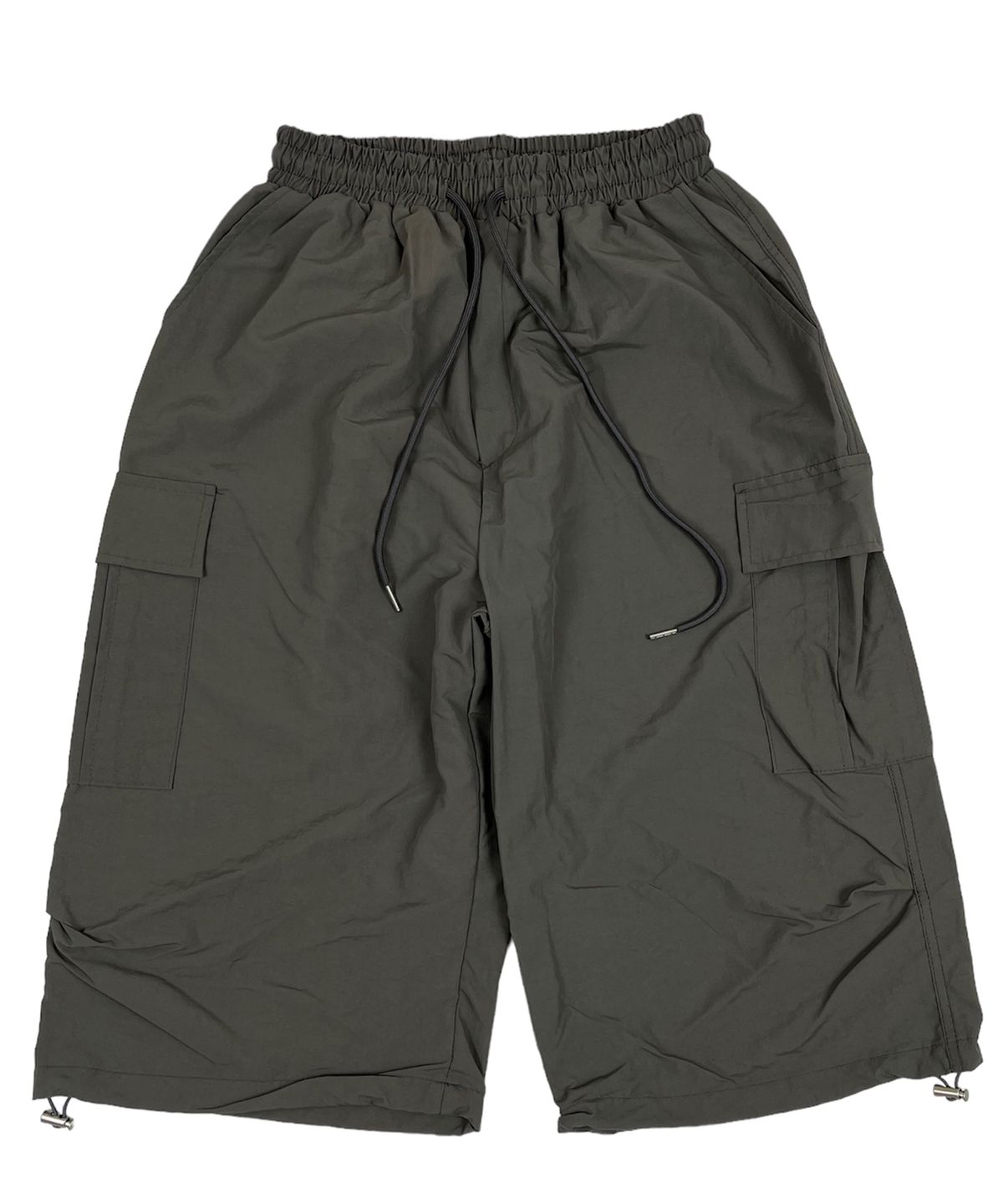 스케이터락(SK8ER ROCK) Nylon Cargo Wide Long Half Pants dimgray