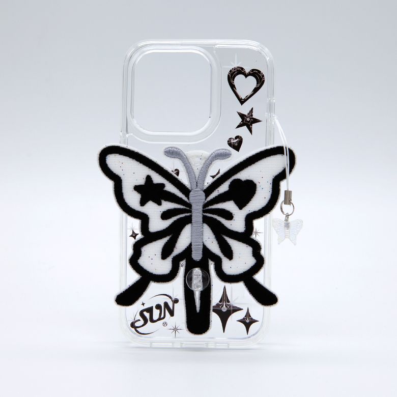 SUN CASE CLEAR PATCH BUTTERFLY BLACK