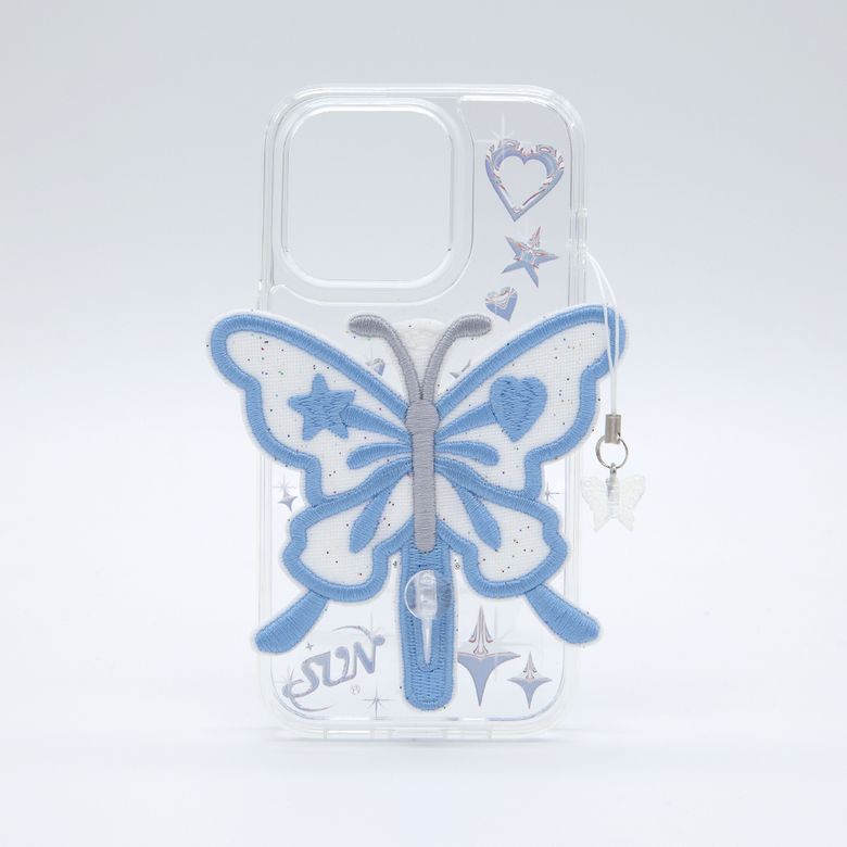 SUN CASE CLEAR  PATCH BUTTERFLY BLUE