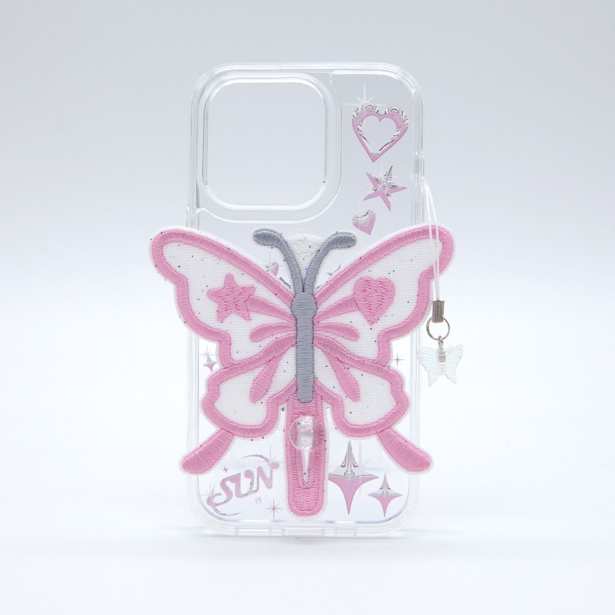 세컨드유니크네임(SECOND UNIQUE NAME) SUN CASE CLEAR  PATCH BUTTERFLY PINK