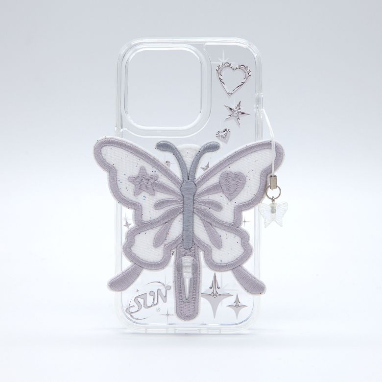 SUN CASE CLEAR  PATCH BUTTERFLY SILVER