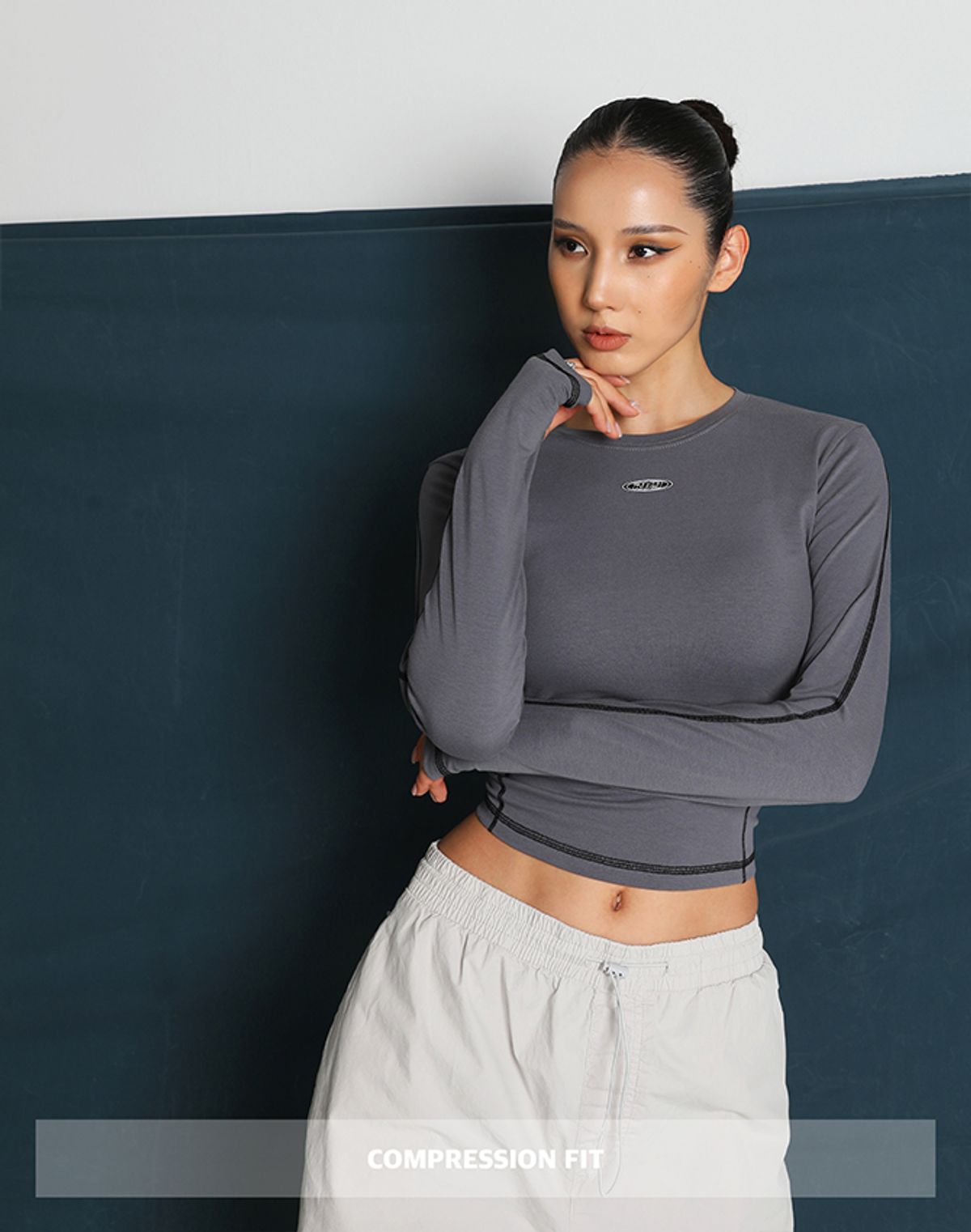 알브이디(RVD) (Sportism)레이싱 크롭 워머 롱슬리브 (아이언그레이)