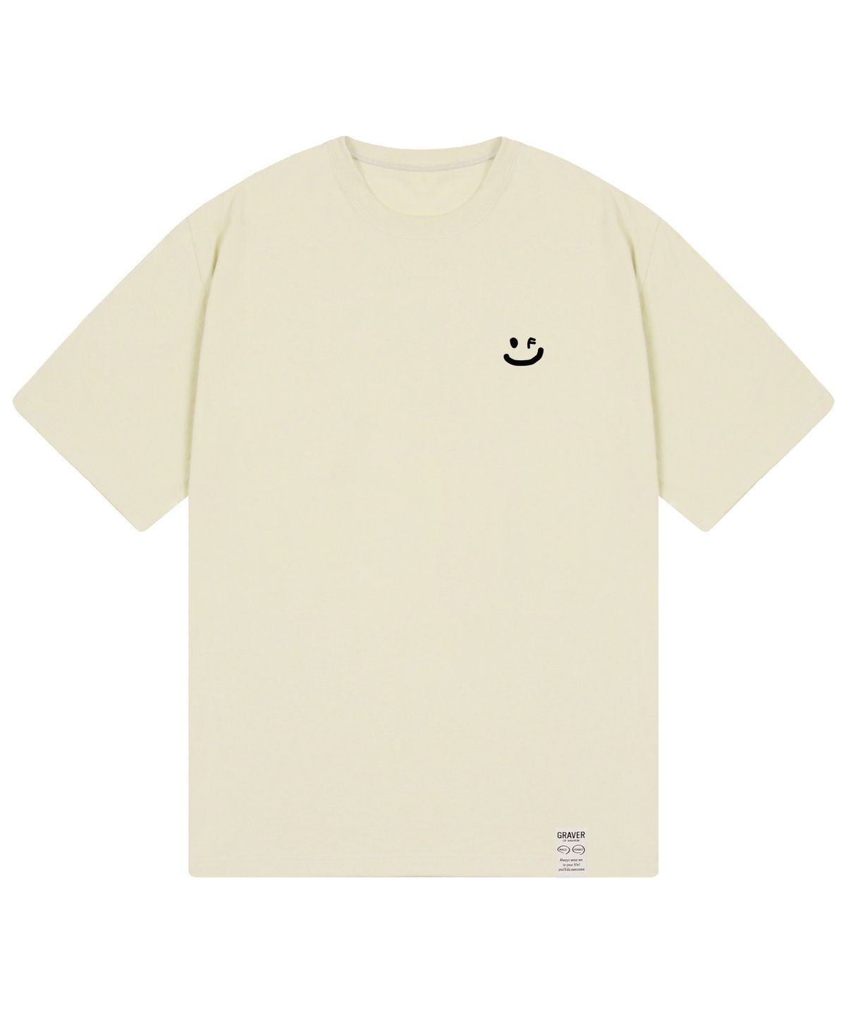그레이버(GRAVER) [UNISEX]스몰 드로잉스마일 반팔티_샌드베이지