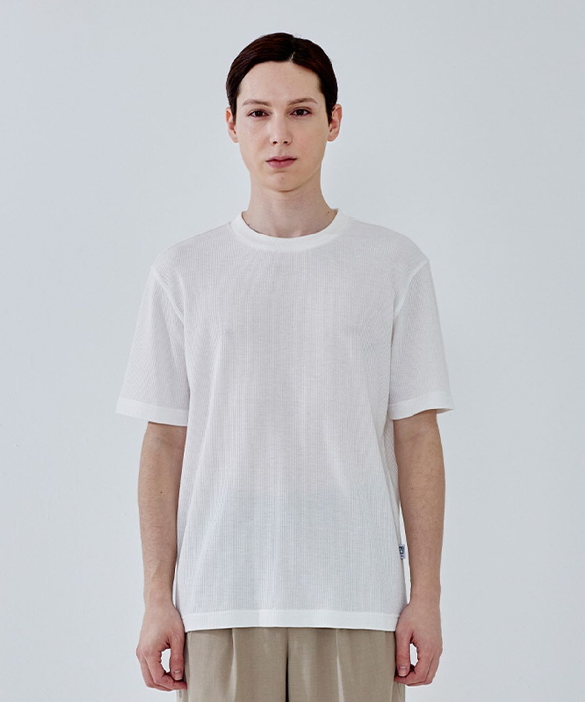 애드호크(ADHOC) 남성 와플 라운드넥 반팔티셔츠 (WHITE)