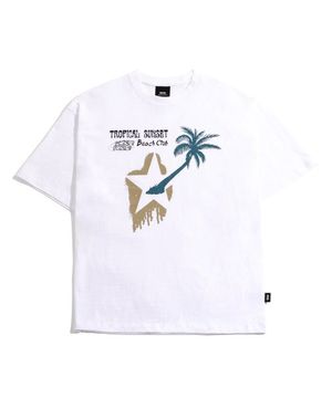 팜트리 스타 그래픽 반팔 티셔츠 - 화이트