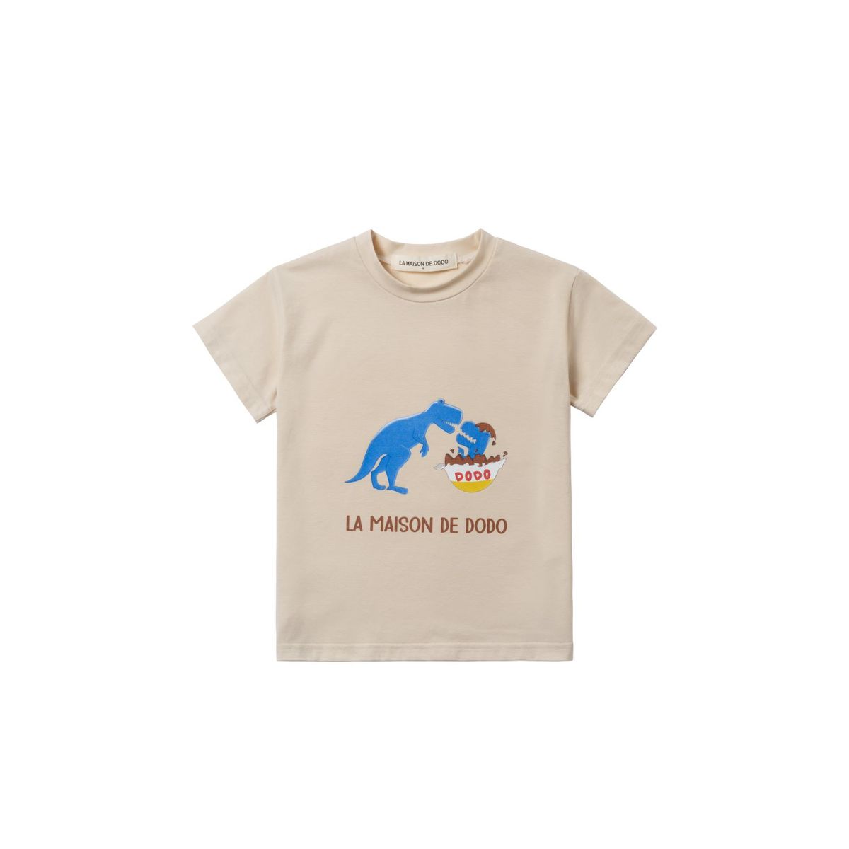 라메종드도도(LA MAISON DE DODO) Basic Dodo Short Sleeve T-Shirt with Egg Cracking Dinosaur_반팔티
