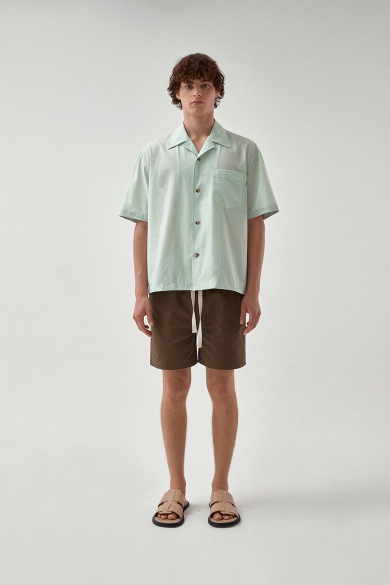 CONVERTIBLE COLLAR SHORT SLEEVE SHIRT LIGHT MINT