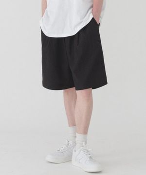 컴포터블 린넨 원 턱 버뮤다 팬츠 (블랙)