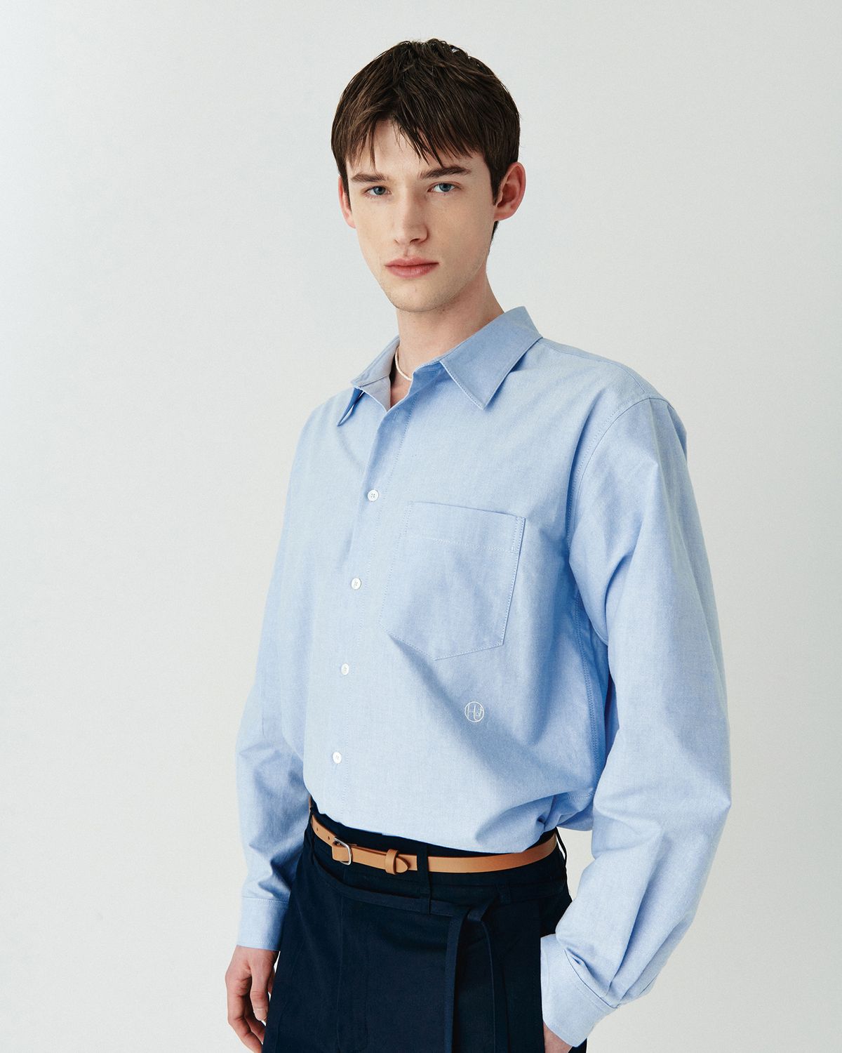 호이테(HEUTE) REGULAR COLLAR COTTON SHIRT BLUE