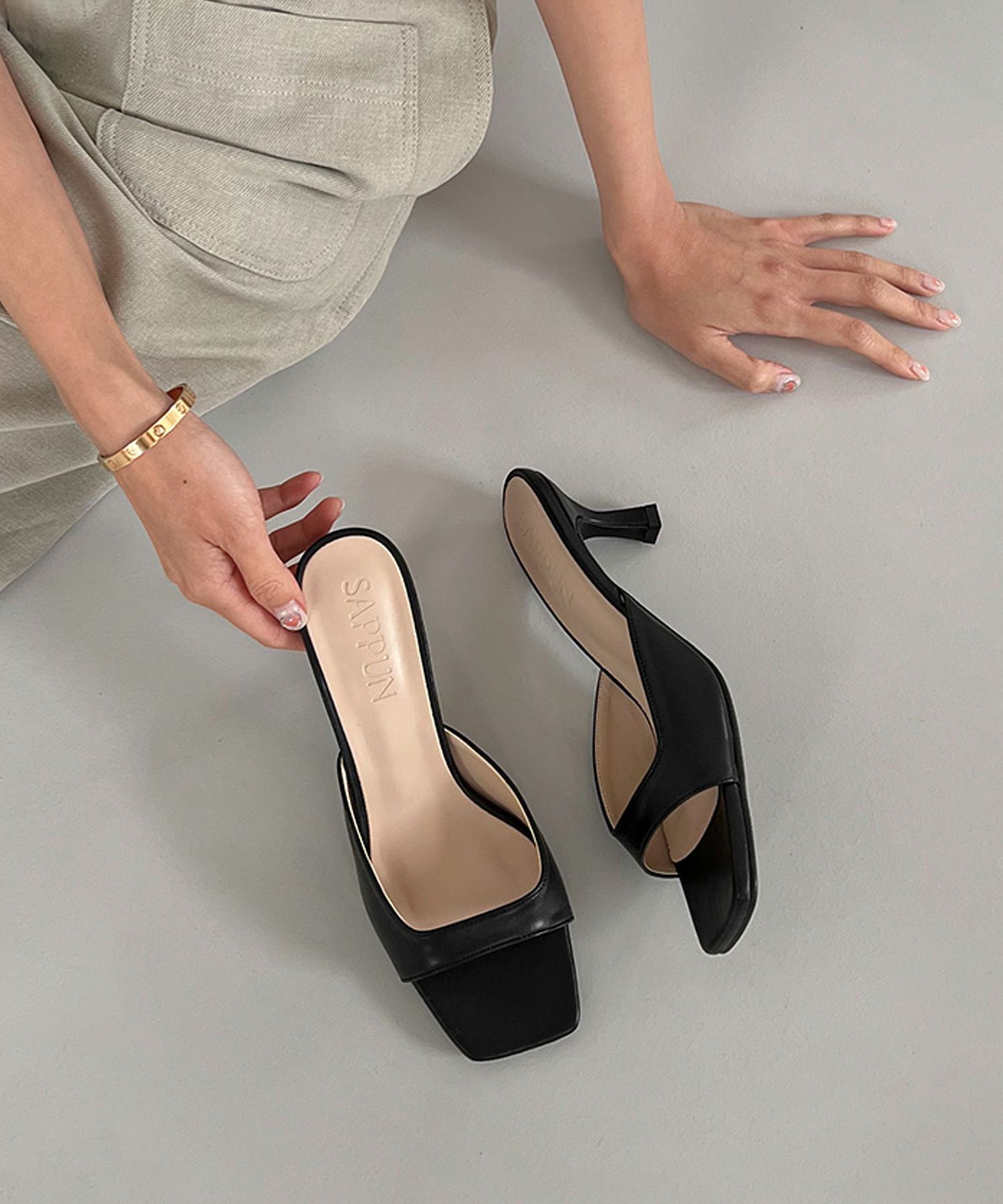 ◆SAPPUN◆ Grassy Square Sandal Mule 6cm MUSINSA | SAPPUN Grassy Square Sandal Mule (6cm)